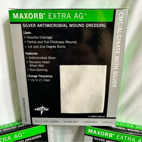 Maxorb Extra AG Plus Antimicrobial Silver Wound Dressing MedLine 3 Boxes 4X4 - Picture 3 of 12